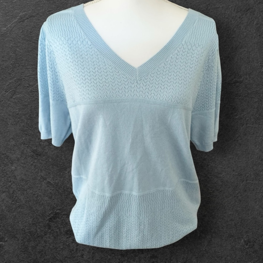 Light Blue V-Neck Knit Sweater Women’s Size XL